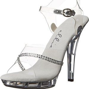 Ellie Shoes Clear Pageant Heels w/ Rhinestones, Clear